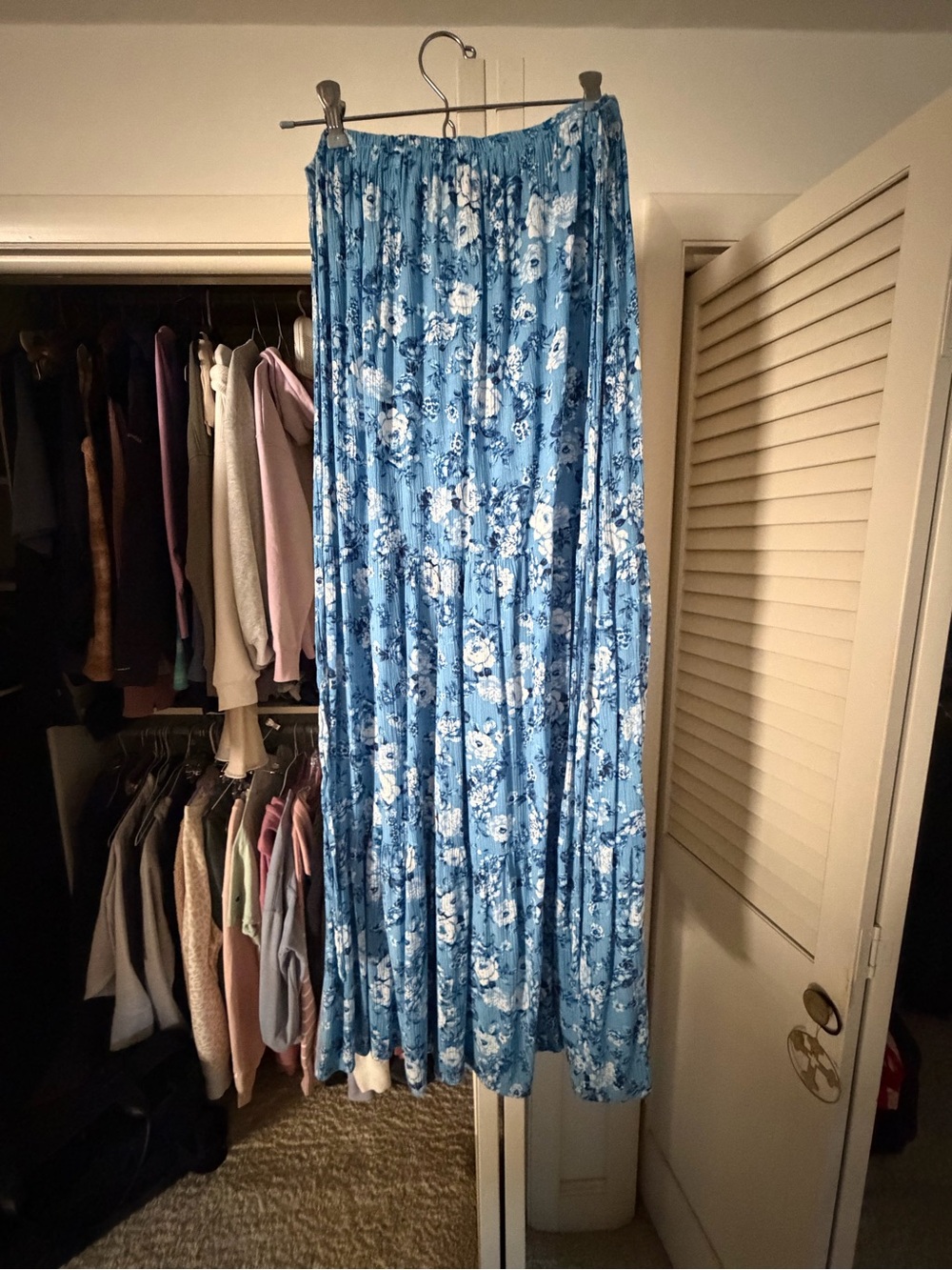 miami Blue Floral Pleated Maxi Skirt
